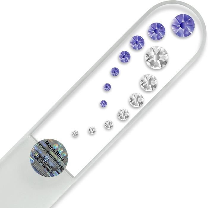 AJW-Grande lime à ongle en verre ornées à la main de cristaux de Swarovski Elements pochette en velours noir | Véritable verre[1113]