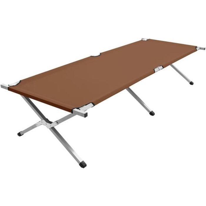 Elégant Lit de camping Lit de camp - Lit de plage 210x80x48 cm XXL Marron ☺68639