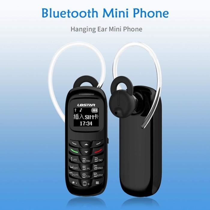 L8STAR BM70 Mini téléphone Mobile - Magic Voice Dialer Casque sans Fil Bluetooth Mini téléphone Mobile (Noir, Nouvelle Version 2018)