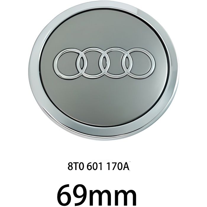 4 x centres de roue Argent 69mm Audi emblème cache moyeu 8T0 601 170A