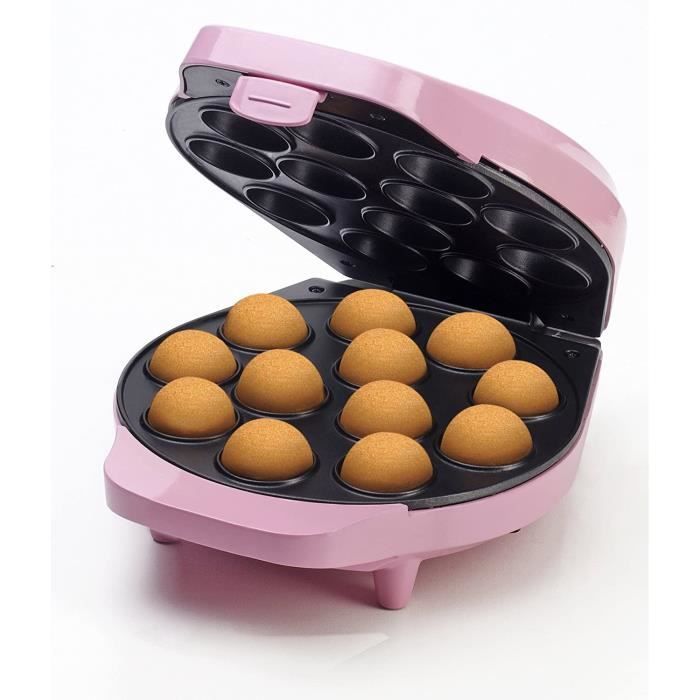 Bestron Appareil à cake-pops au design rétro, Sweet Dreams, Revêtement antiadhésif, 700 W, Rose