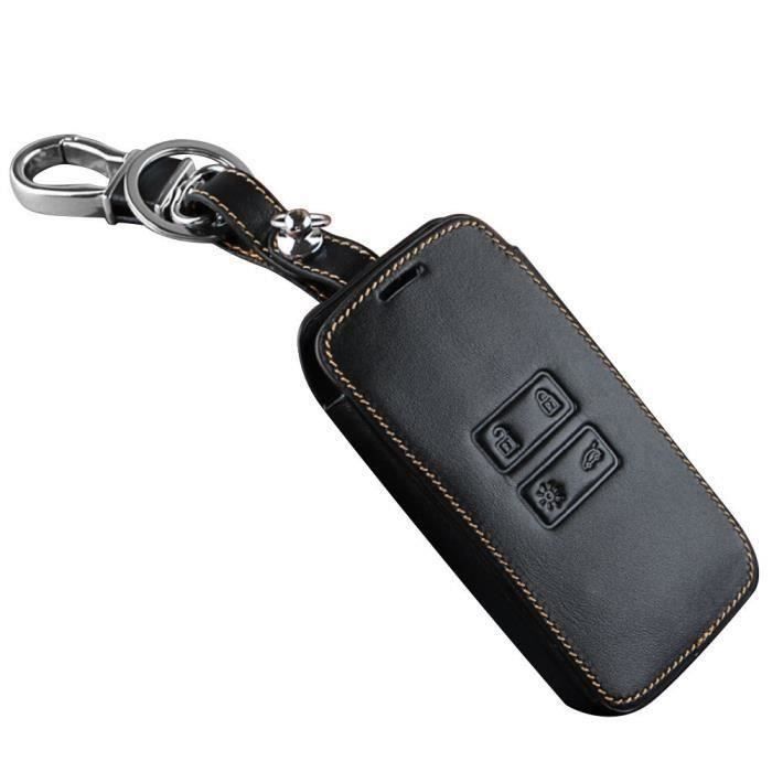 Voiture Télécommande Clé Coque Portefeuille Chaîne pour Renault Koleos 2016 Renault Kadjar 2016 Porte-clés,Noir