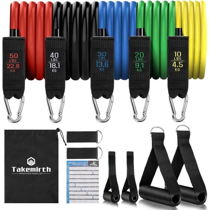 Bandes dexercice Bande de Résistance Set, Takemirth Ensemble de 150 Lbs Bandes Élastiques de Fitness Musculation 29