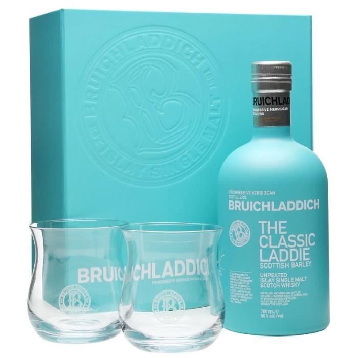 BRUICHLADDICH THE CLASSIC LADDIE ISLAY SLAY SCOTCH SCOTCH MALT SCOTCH WHISKY GLASS PACK 70 CL