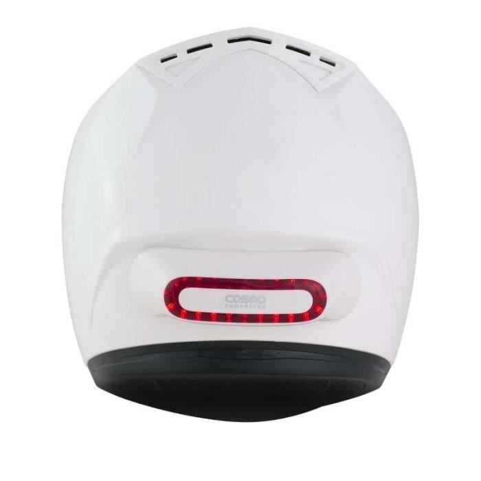 Feu LED Arrière Avertissement Clignotant COSMO MOTO de Cosmo Connected (pour casque moto) - Blanc brillant