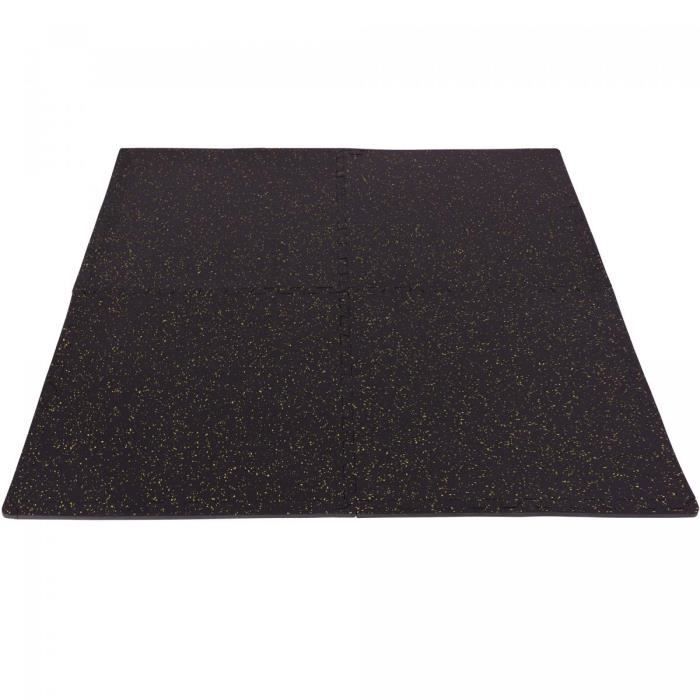 Tapis de protection en caoutchouc noir/jaune- 4 dalles + 8 embouts de finition