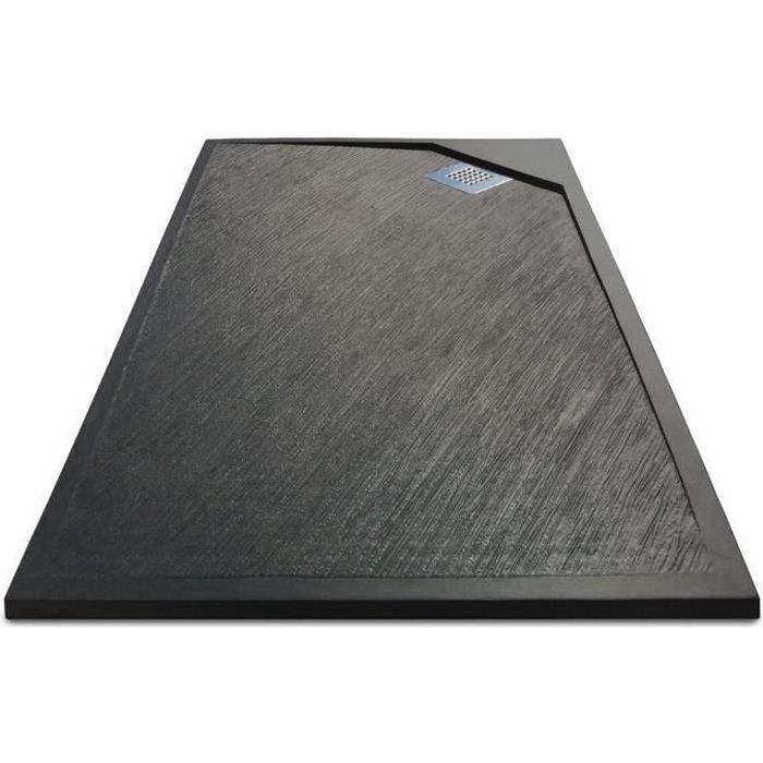 MITOLA Receveur de douche rectangulaire à poser Oasis - 100 x 80 cm - Résine composite - Gris anthracite
