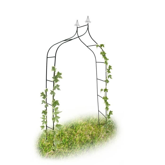 Relaxdays Arche à rosiers romantique courbée avec pointe métal 2,4 m