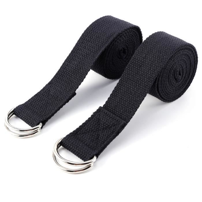 2x Sangle Yoga Bande Exercice Fitness Noir