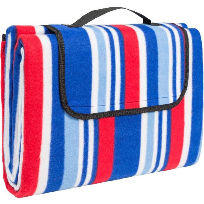TECTAKE Couverture de Pique-Nique 200 cm x 150 cm Imperméable Bleu Blanc Rouge, Plaid, Tapis de Sol, Tapis de Voyage 100% Polyester