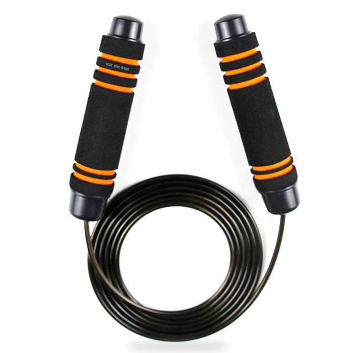 TD® Corde à Sauter Noire Orange - Facilement réglable 3 m- Poignée Souple et Câble Ajustable pour Fitness,Boxe,Crossfit,Gym