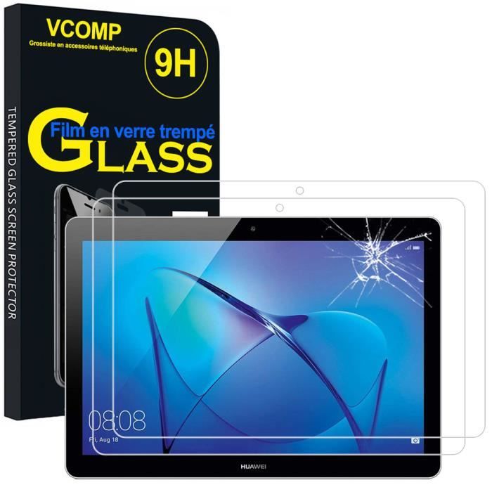 VCOMP - Pour Huawei MediaPad T3 10 (9.6-) - Lot Pack de 2 Films de protection d'écran Verre Trempé