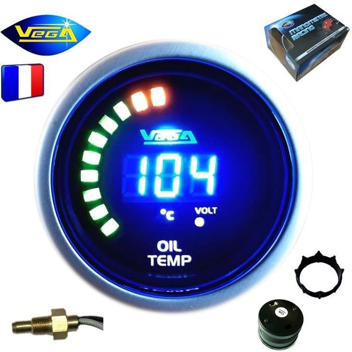 Manomètre Vega® température d'huile 20-150 °C affichage numérique et leds 52 mm marque Française