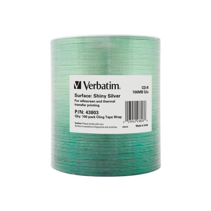 Verbatim DataLife Extra Protection 100 x CD-R 700 Mo ( 80 min ) 52x argent brillant Brique