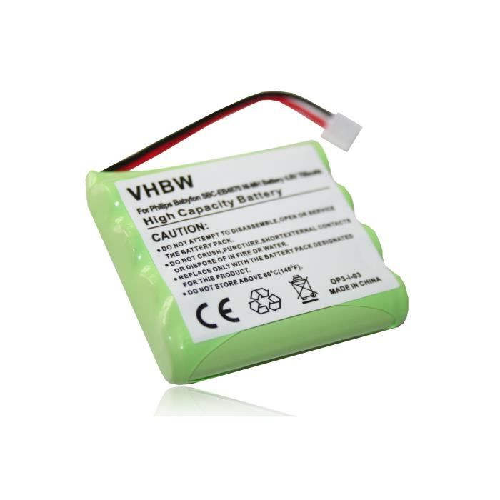 Batterie NI-MH 700mAh 4.8V pour PHILIPS Babyfon Babyphone SBC-EB4870 A1507 etc., Avent SDC361, remplace MT700D04C051