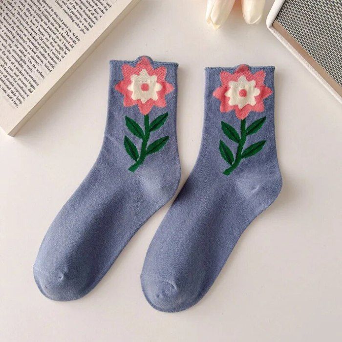 Chaussettes Mi-mollet Dentelle Femme, Noeud, Style Japonais JK Cosplay, Multicolore