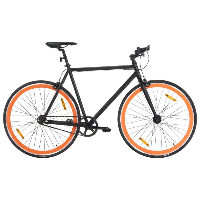 Vélo à Pignon Fixe Noir et Orange