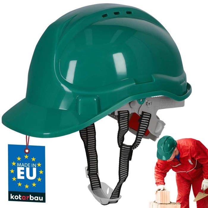 Casque De Chantier KOTARBAU Blanc - Réglable, Jugulaire, Anti-Transpiration, Polyéthylène, 331g