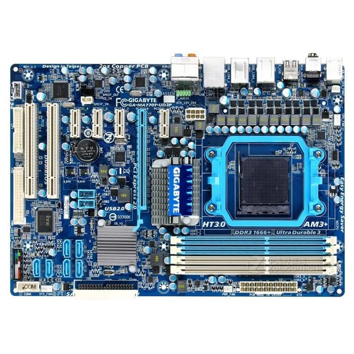 Carte mère GIGABYTE GA-MA770T-UD3P AMD 770 Socket AM3+/AM3 4xDDR3 SDRAM 16GB ATX - Gigabyte