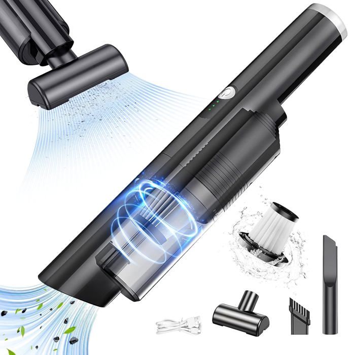 Aspirateur Voiture Sans Fil Ultra Puissant 9000Pa 120W – Mini Aspirateur à Main Rechargeable, Léger, Pour Voiture, Maison, Poils Animaux – Blanc