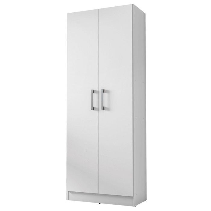 Armoire 2 Portes Blanche Multifonctions 5 Niches L 61 H 160.6 P 31.5 cm - L 61 x l 31.8 x H 160.6 cm Armoire 2 Portes Blanche Multifonctions 5 Niches L 61 H 160.6 P 31.5 cm - L 61 x l 31.8 x H 160.6 cm