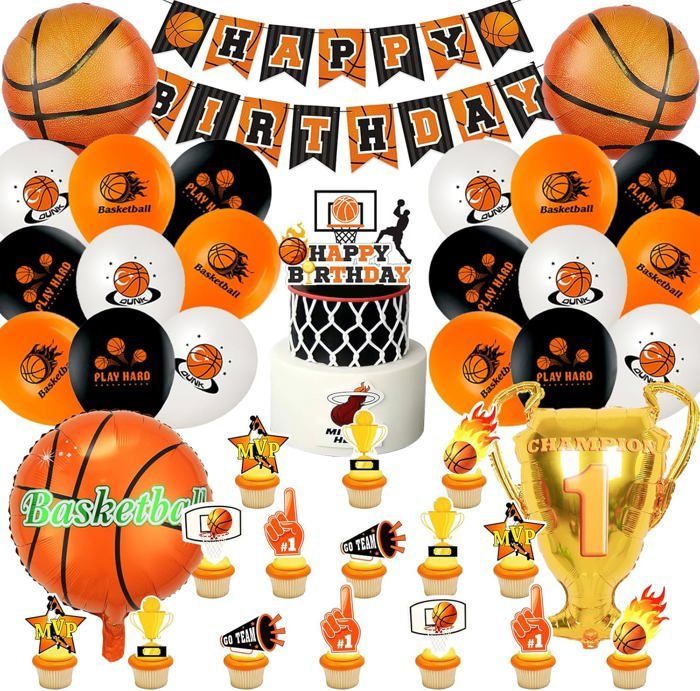 Bannière Anniversaire Thème Basket-ball - Déco De Fête Sportive, Pour Enfants, Ados, Adultes