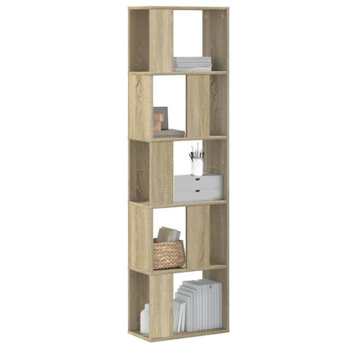 SALE 2025Bibliothèque Moderne - Colonne Étagère 5 niveaux - Chêne sonoma - bois dingénierie 17 5 Kg 4548
