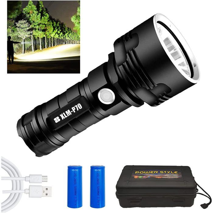 30000-100000 Lumen haute puissance LED lampe de lampe de poche étanche Ultra lumineuse 3 modes haute luminosité lampe de poche