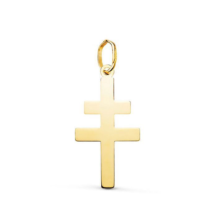 Pendentif Médaille Or 18 Carats 750 Jaune - Croix de Lorraine - Chaine Offerte - Moyenne Pendentif Médaille Or 18 Carats 750 Jaune - Croix de Lorraine - Chaine Offerte - Moyenne