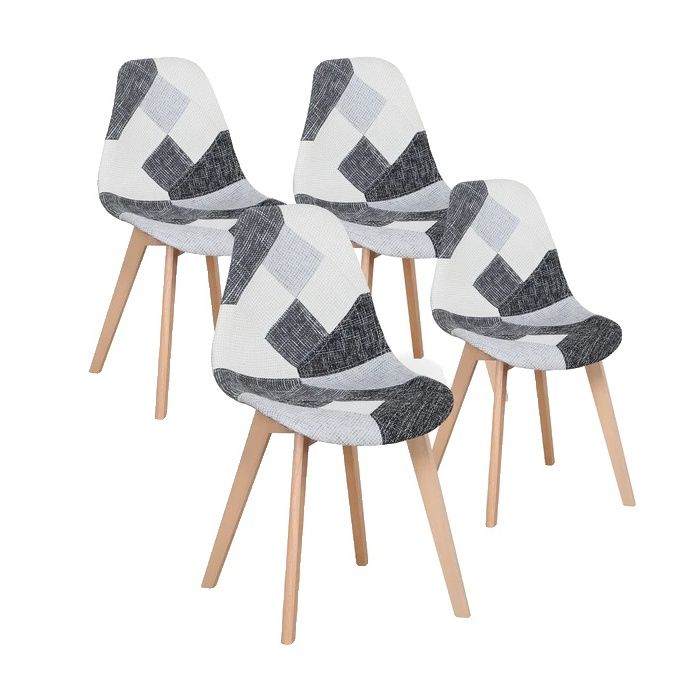 Chaises de Salle à Manger Nordiques Style Médiéval Pieds en Bois de Hêtre Noir blanc gris