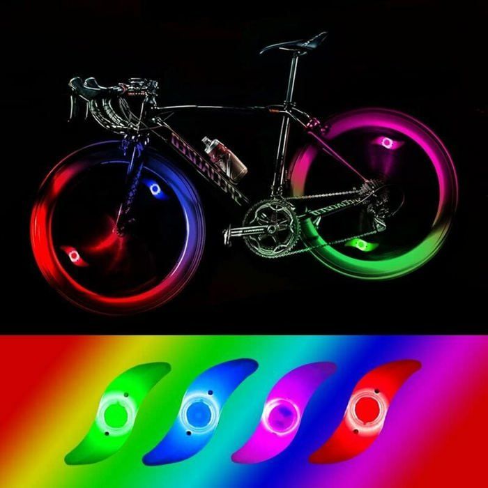 x LED lumière Roue vélo lumière LED étanche Velo Roue avec 3 Modes de clignotement Lampe LED Roue vélo pour vélo Adulte et