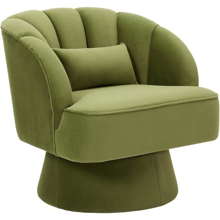 Chaises scandinave pivotants à 360°Velours avec rembourrage épais Motif à rayures 70x70x70cm Vert