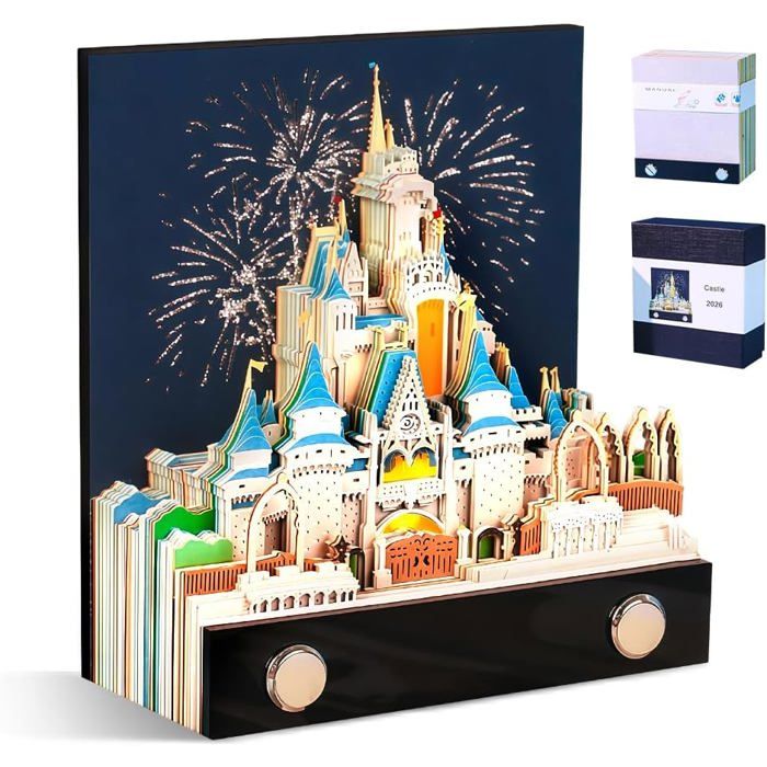 Calendrier 3D 2026 Lumineux - Château En Papier à Construire Soi-même - Bloc-notes DIY Avec LED - Idée Cadeau Créative