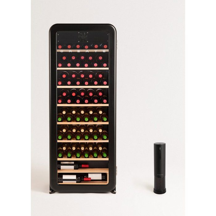 Cave à vin rétro - Create - 76 bouteilles - Température réglable - Éclairage LED - Acier inoxydable - Create