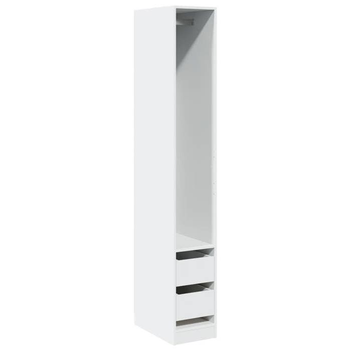 Blanc Garde-robe CLARENCE Armoire penderie Pour chambre Blanc 30x50x200 cm Bois dingénierie LV1404