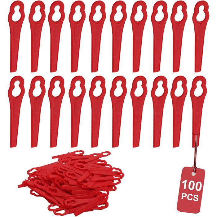 Lot de 100 Améliorer Lames de Rechange en Plastique Épais Bonne Ténacité Lames pour Coupe-bordure Rouge