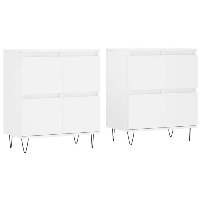 Buffet bas en bois dingénierie - vidaxl - Lot de 2 - Blanc - 120x35x70 cm - Porte(s) et tiroir(s) - A poser au sol