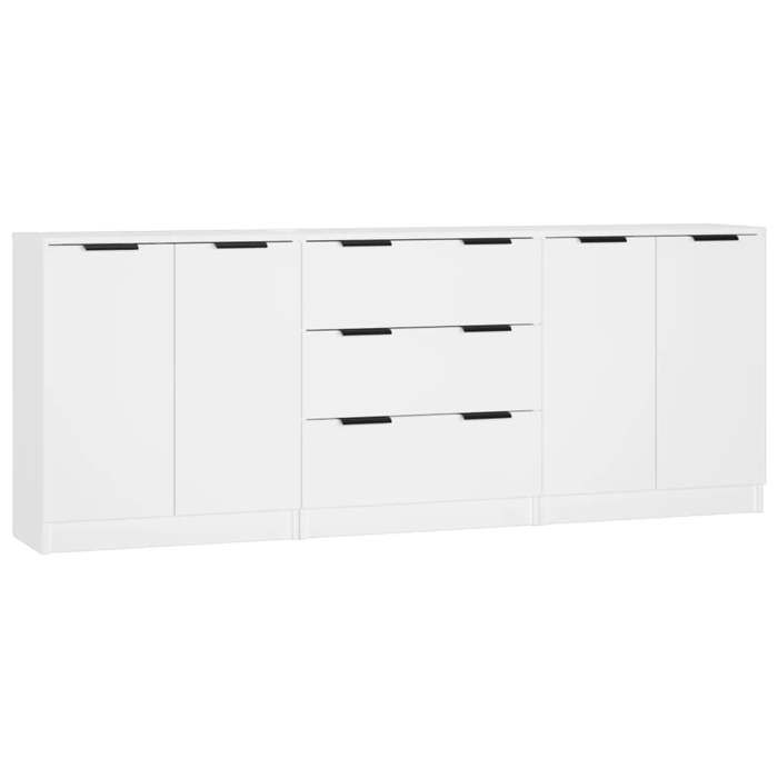 “Winter SaleTOP Armoire/Cabinet à tiroirs Blanc - Buffets 3 pcs Blanc Bois dingénierie PRO18674