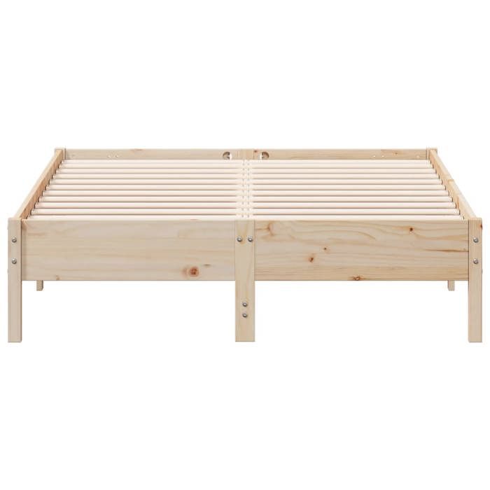 Lit Blanc Sommier à lattes - HELLO2026 - Cadre de lit - sans matelas - 140x190 cm bois de pin massif FR_9170774