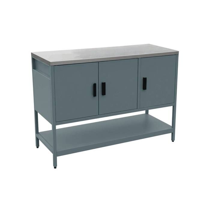 Cuisine dextérieure en acier bleu gris 3 portes.1 étagère L120cm Cuisine dextérieure en acier bleu gris 3 portes.1 étagère L120cm
