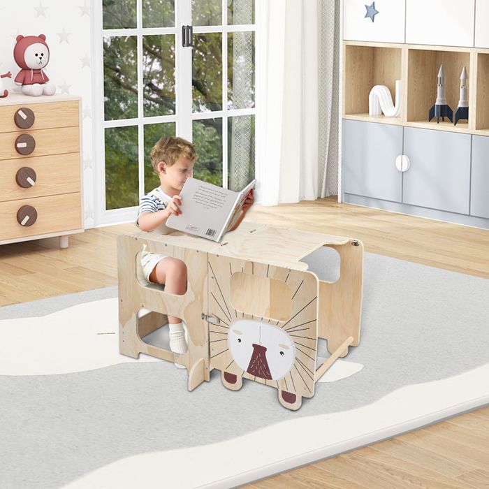 PEACHES Tabouret de cuisine pour enfants 2 en 1 tour dapprentissage pliable avec tableau à dessin 87*42*38.5cm Motif hérisson