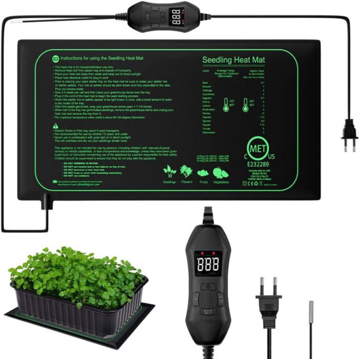 Tapis chauffant 50W avec thermostat pour semis plantes animaux et reptiles sûr et durable