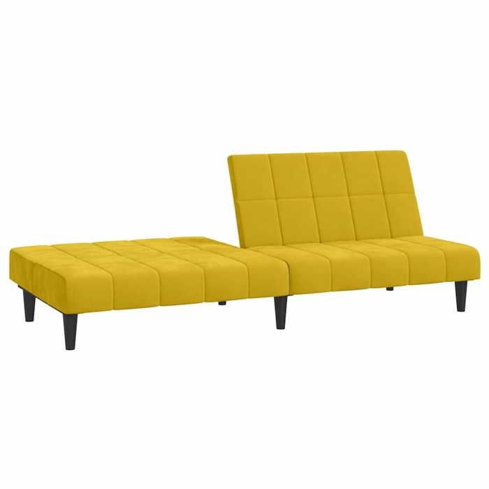 Canapé-lit convertible 2 places - SOLOMOON - Jaune - Velours doux - 200x84 5x69 cm - Lit 200x100 cm