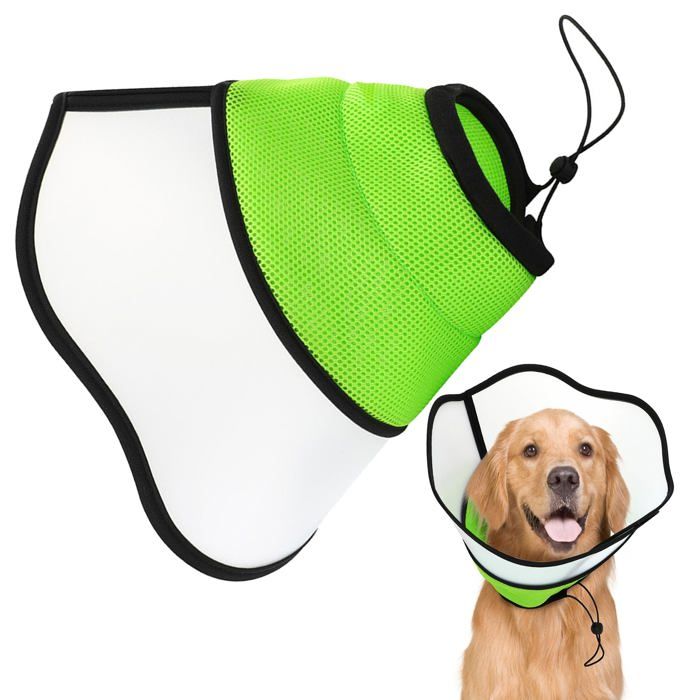 Collerette pour Chien Anti-Morsure Protection Cône Collerettes pour Chien Chat de Chiot Protecteur de Cône de Cou Réglable(L)