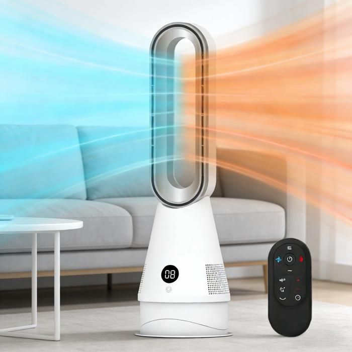 Ventilateur Colonne Silencieux Sans Pales Oscillation à 80° et 8 Vitesses Minuterie 9 h Économie Dénergie pour Chambre Bureau - Joulli