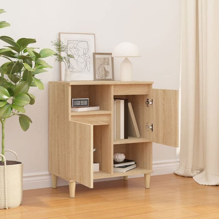 [17691]Buffet Bahut MEUBLECHIC commode meuble de rangement Chêne sonoma 60x35x70 cm Bois dingénieriePoids:19.88 Kg