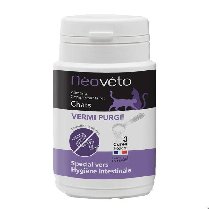 Vermifuge pour chat - NEOVETO - Vermipurge - Actifs agréés - Fabriqué en France - Ingrédients végétaux