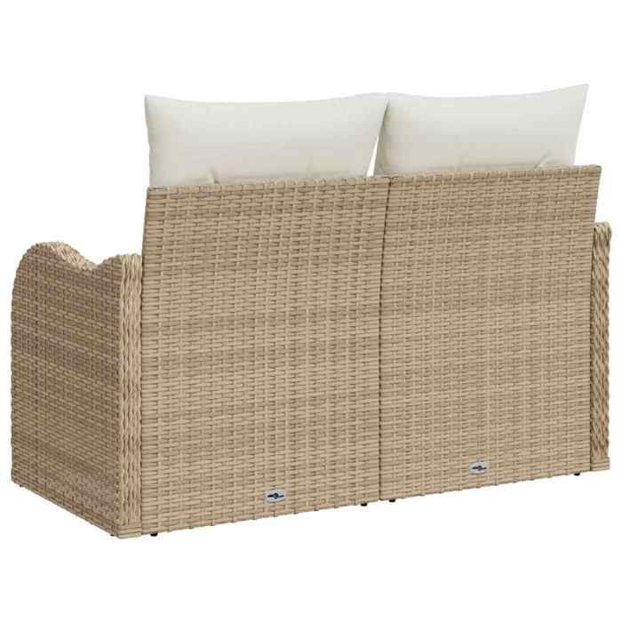 （SOLDES Dété）Canapé de jardin - SHIELD Canapé dextérieur - Pour jardin - avec coussin Beige 121x62x69cm polyrotin 3785657