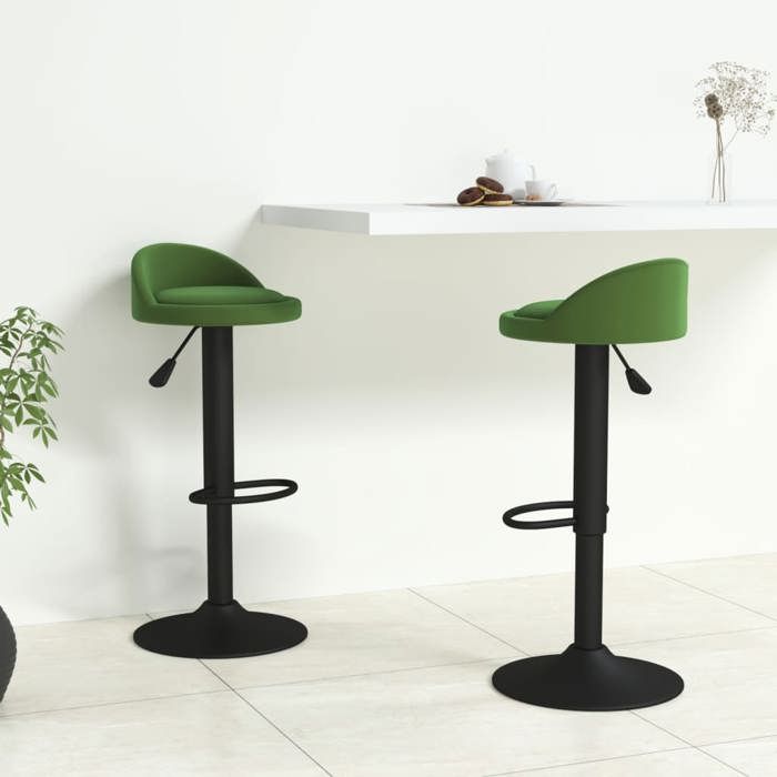 Vert Tabourets de bar lot de 2 vert foncé velours - Chaise haute de bar H17027