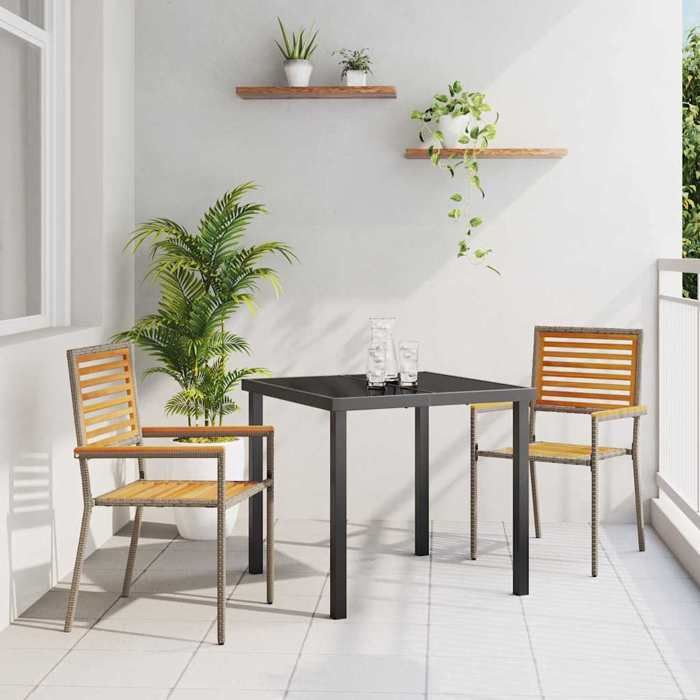 Chaises ergonomique - Magnifique Chaises empilables modernes de jardin et terrasse 2 pcs Marron et gris 54x56x90cm7611